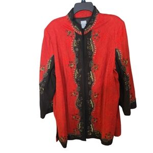 Chico's Goji Berry Brown Heritage Beaded Jacket